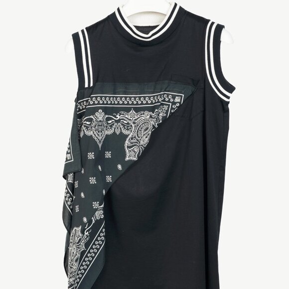 Sacai R/19 Black Cotton-Jersey Bandana-Drape Tank - Picture 1 of 6